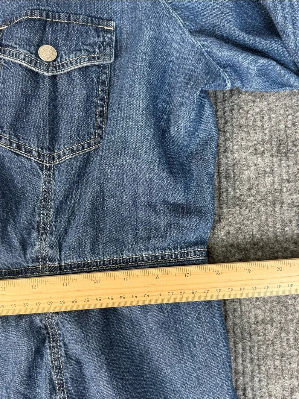 Levi's Blue Denim Button-Front Long Sleeve Shirt Dress